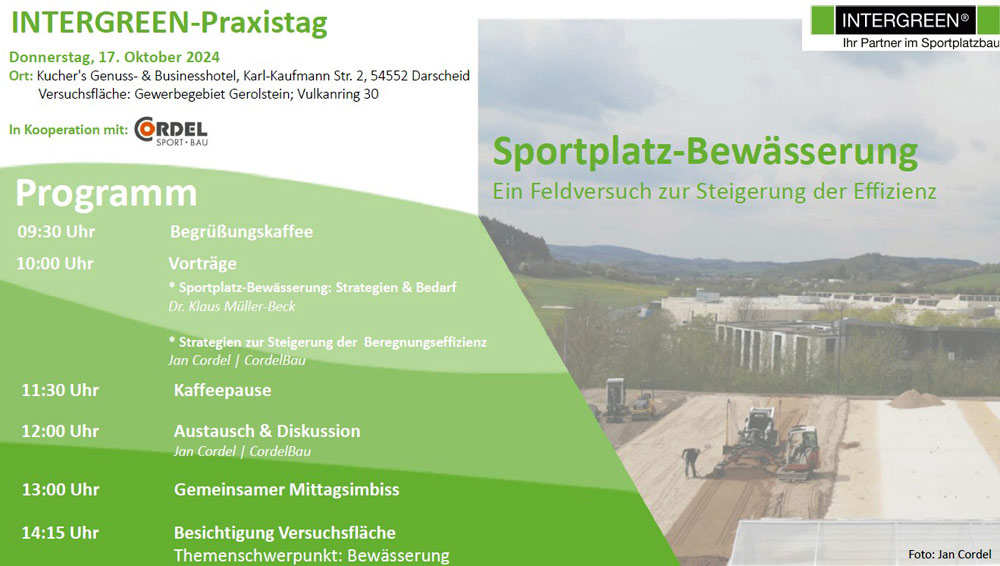 Ein ambitioniertes Programm zum Thema Bewässerung von Sportplätzen.